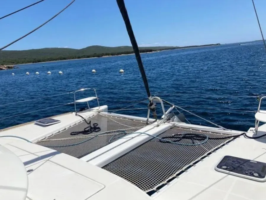 Deck of Arcane, a Lagoon 380 catamaran at Pointe-à-Pitre, France