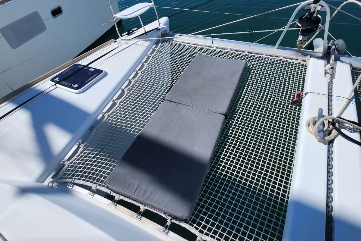 Deck of Arcane, a Lagoon 380 catamaran at Pointe-à-Pitre, France