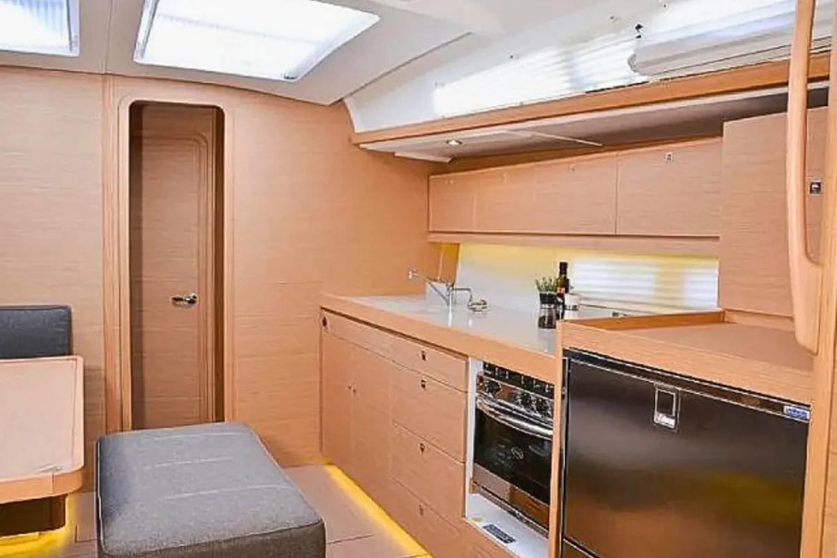 Galley of D460-18A, a Dufour 460 Grand Large sailboat at Athens, Greece