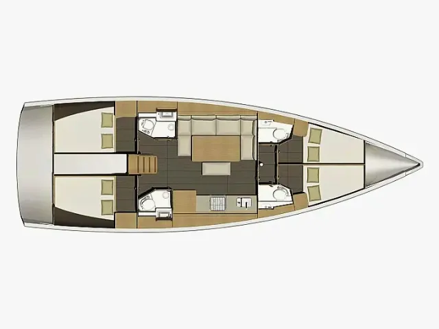 Floor plan of D460-18A, a Dufour 460 Grand Large sailboat at Athens, Greece