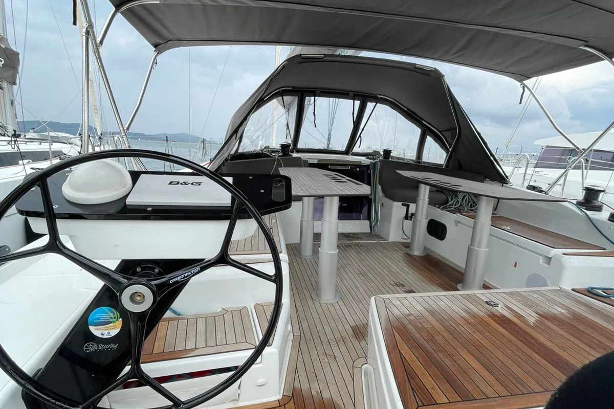 Luna, a Dufour 48 sailboat at Mytikas, Greece