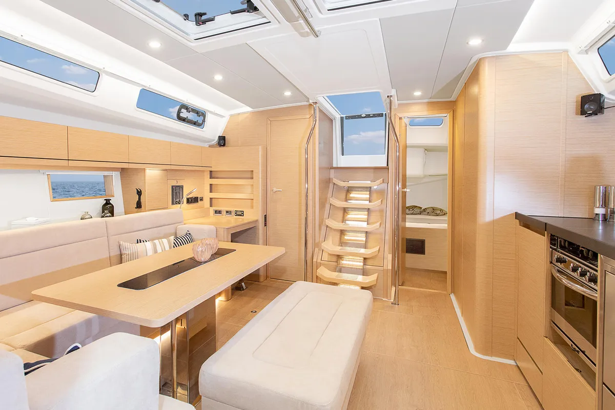 Salon of Big Blue, a Hanse 508 sailboat at Athens, Greece
