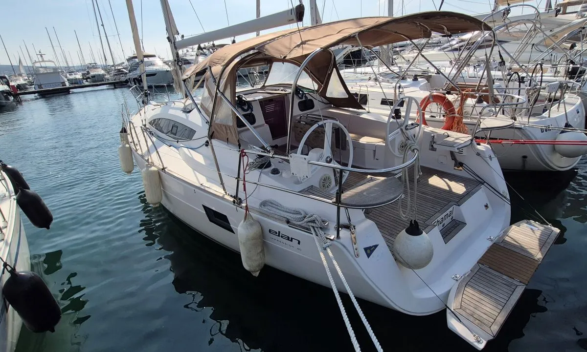Shamal, a Elan Impression 40 sailboat at Punat, Croatia