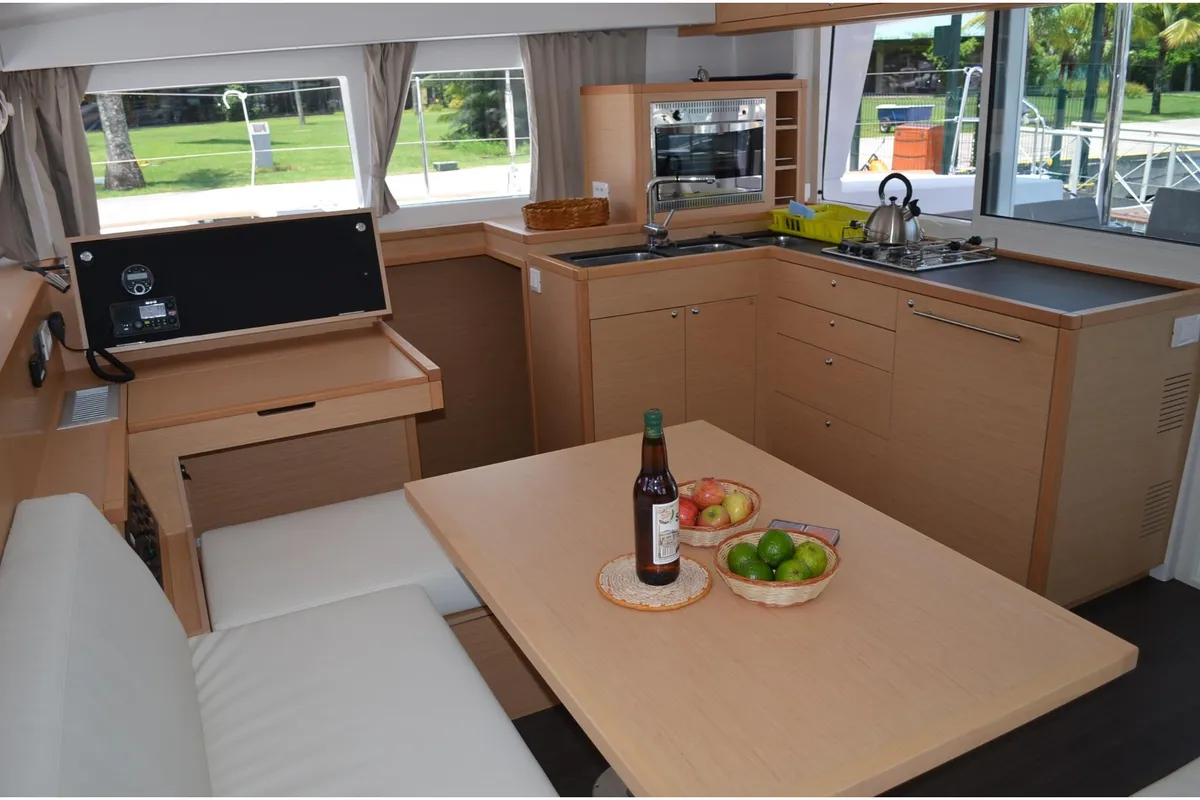 Galley of Boa Vida, a Lagoon 400 S2 catamaran at Angra dos Reis, Brazil