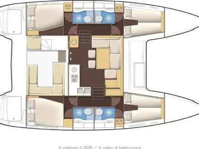 Floor plan of Boa Vida, a Lagoon 400 S2 catamaran at Angra dos Reis, Brazil