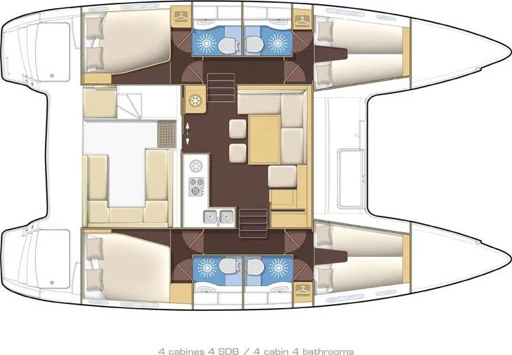 Floor plan of Boa Vida, a Lagoon 400 S2 catamaran at Angra dos Reis, Brazil