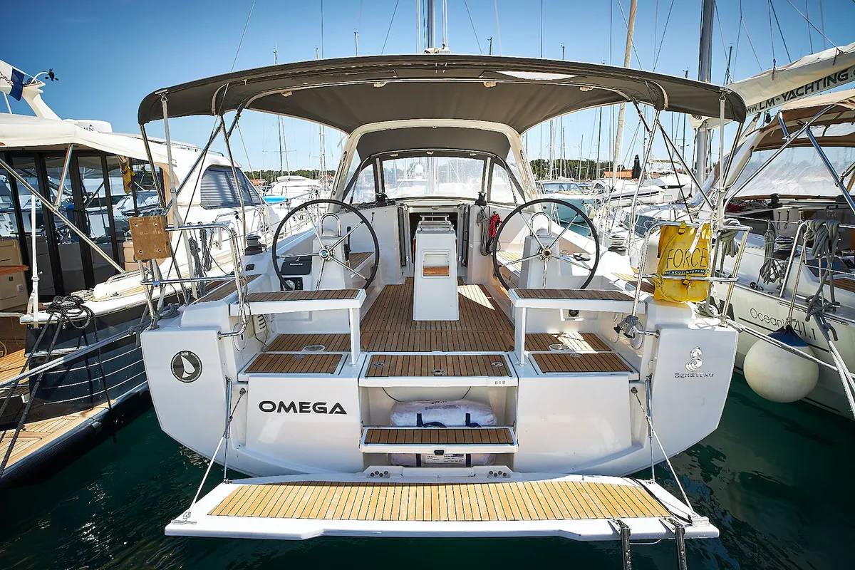 Omega, a Beneteau Oceanis 38 sailboat at Grad Biograd na Moru, Croatia