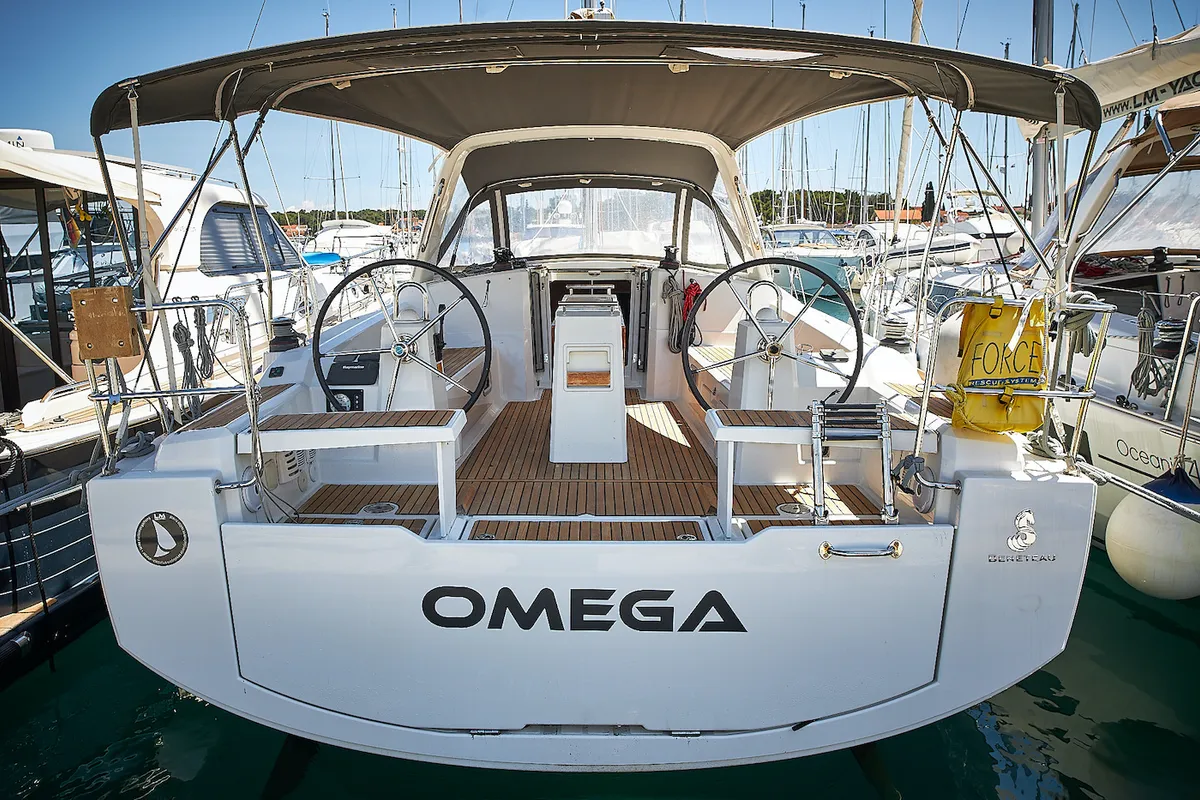 Omega, a Beneteau Oceanis 38 sailboat at Grad Biograd na Moru, Croatia