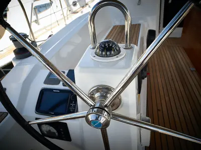 Omega, a Beneteau Oceanis 38 sailboat at Grad Biograd na Moru, Croatia