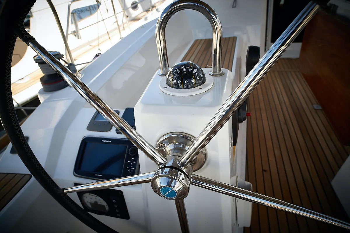 Omega, a Beneteau Oceanis 38 sailboat at Grad Biograd na Moru, Croatia