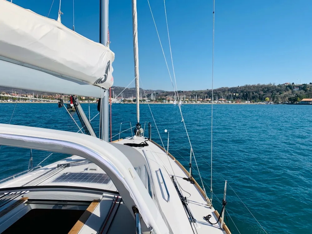 Omega, a Beneteau Oceanis 38 sailboat at Grad Biograd na Moru, Croatia