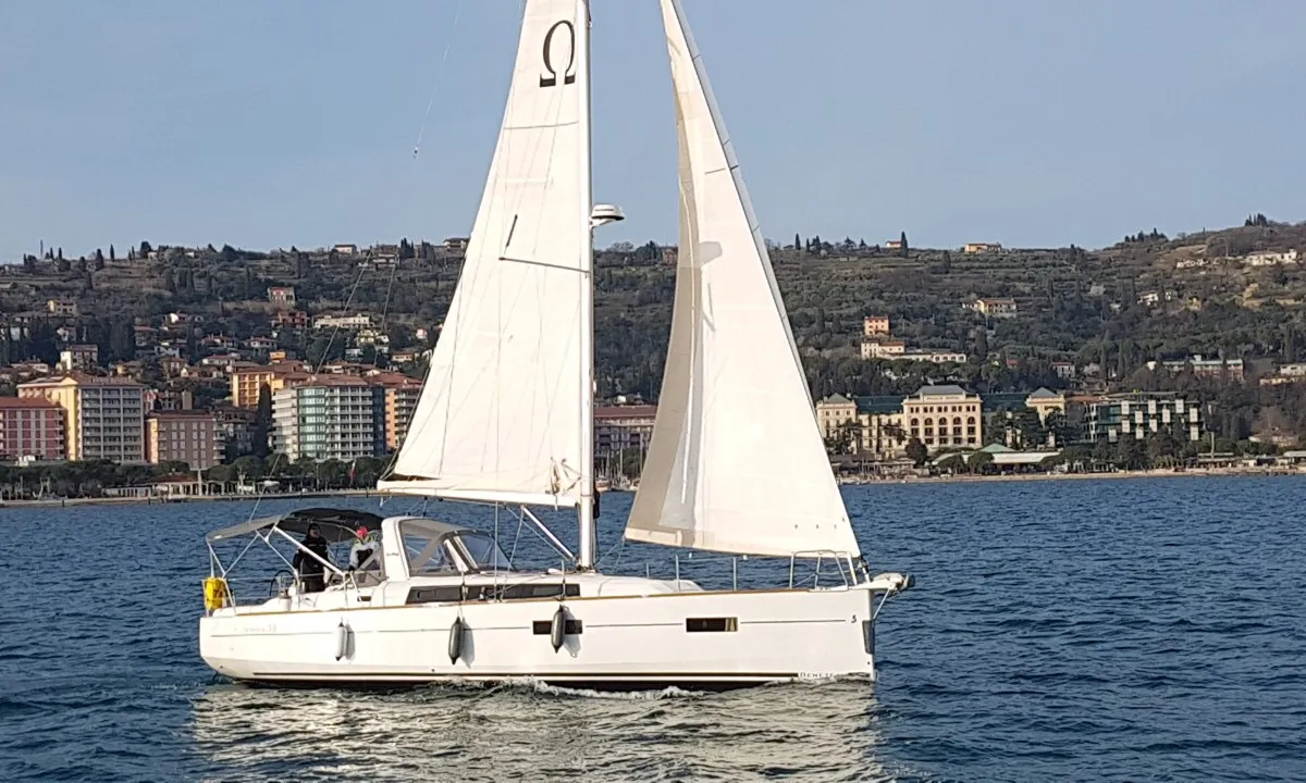 Omega, a Beneteau Oceanis 38 sailboat at Grad Biograd na Moru, Croatia
