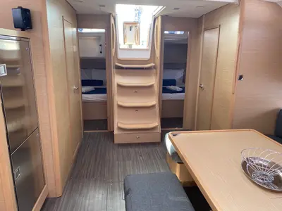 Salon of Virgo, a Dufour 470 sailboat at Olbia, Italy