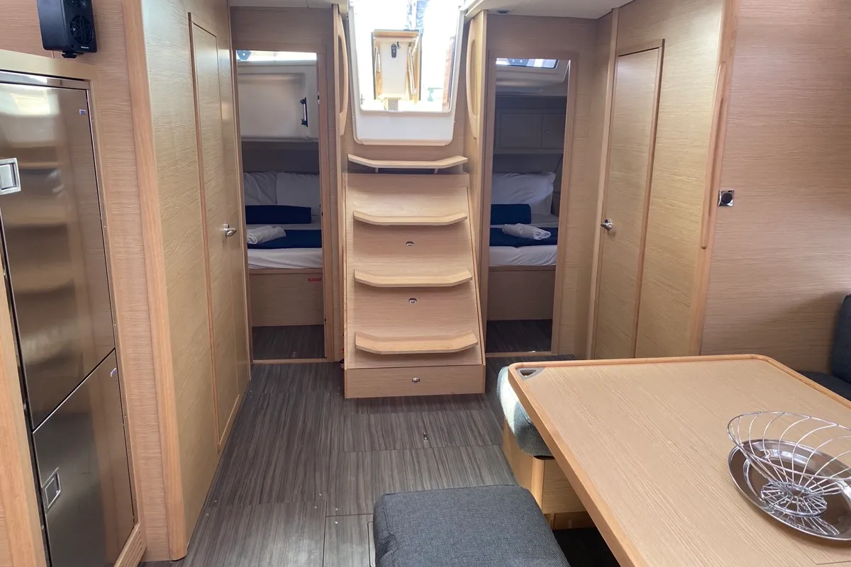 Salon of Virgo, a Dufour 470 sailboat at Olbia, Italy
