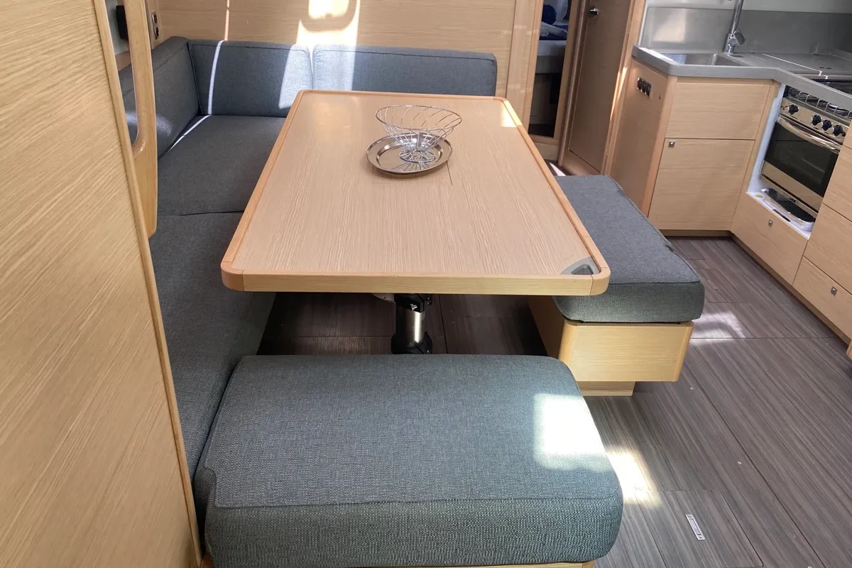 Salon of Virgo, a Dufour 470 sailboat at Olbia, Italy