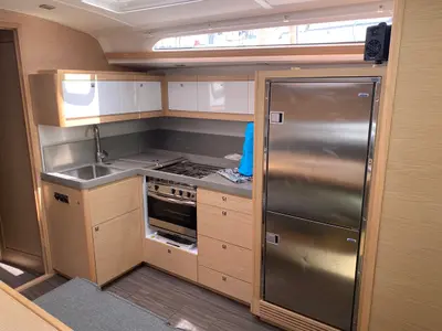 Galley of Virgo, a Dufour 470 sailboat at Olbia, Italy