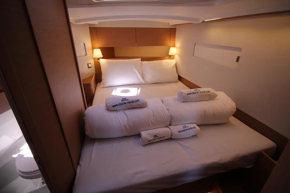 Cabin on Bona Res, a Jeanneau Sun Odyssey 410 sailboat at Grad Biograd na Moru, Croatia