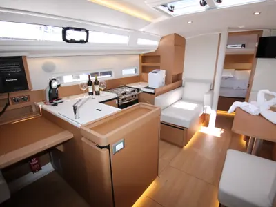 Galley of Bona Res, a Jeanneau Sun Odyssey 410 sailboat at Grad Biograd na Moru, Croatia