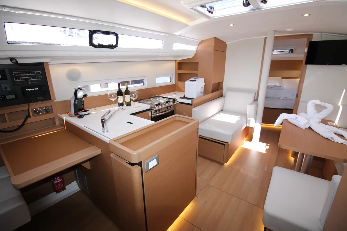 Galley of Bona Res, a Jeanneau Sun Odyssey 410 sailboat at Grad Biograd na Moru, Croatia