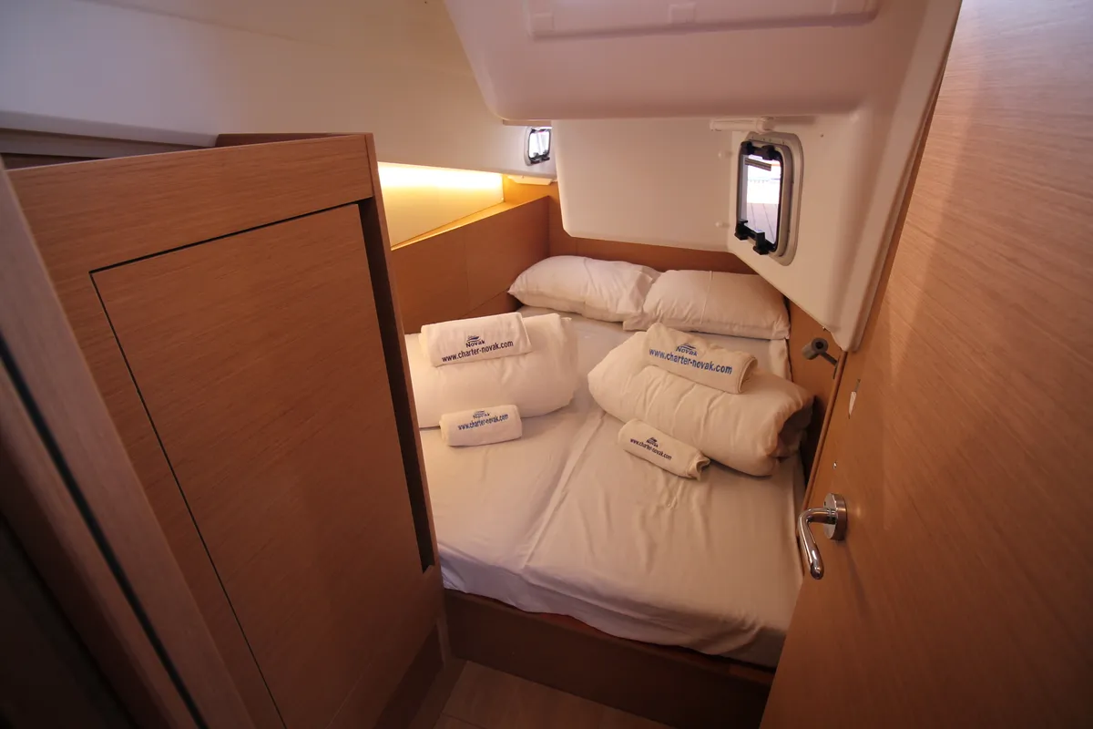 Cabin on Bona Res, a Jeanneau Sun Odyssey 410 sailboat at Grad Biograd na Moru, Croatia
