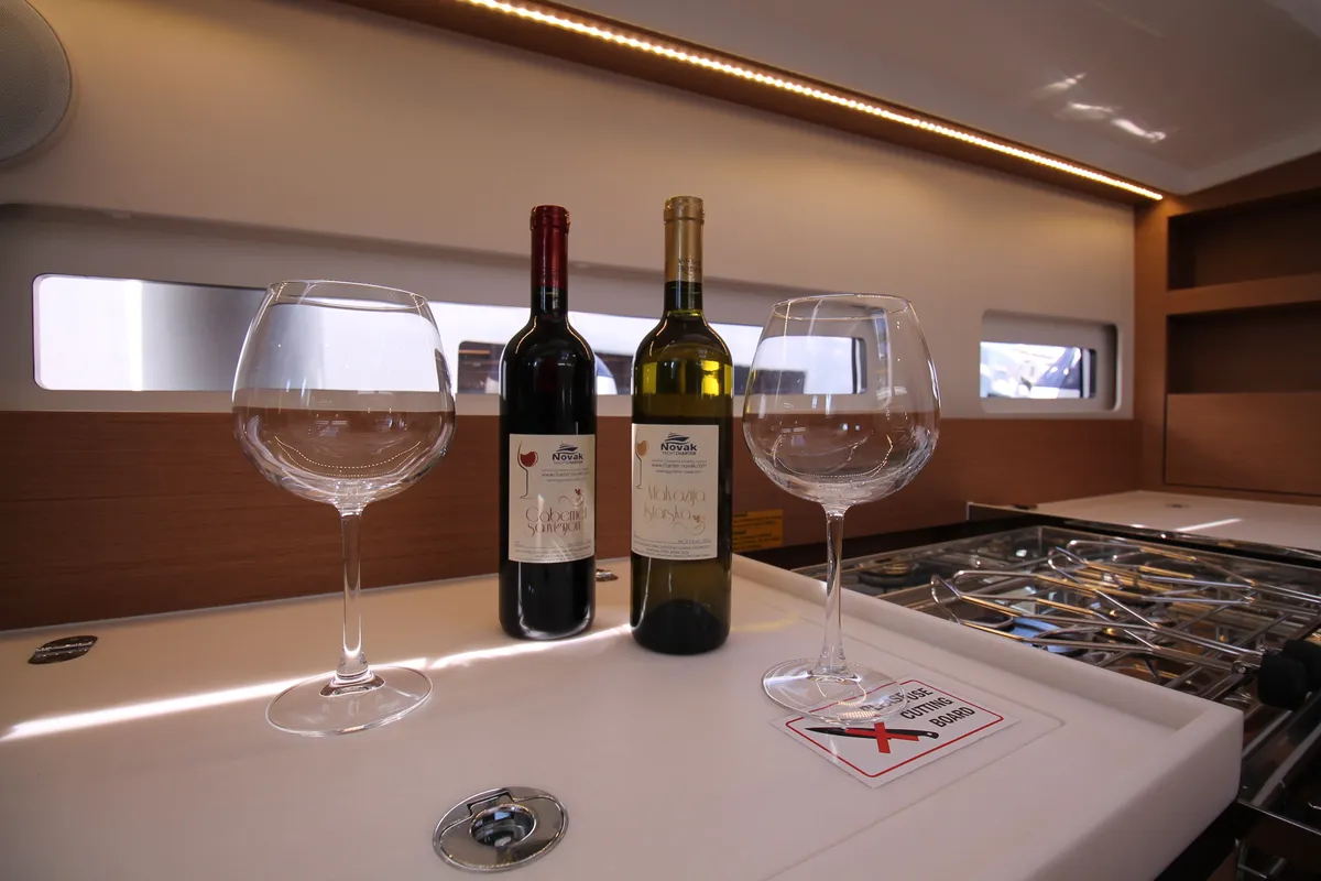 Galley of Bona Res, a Jeanneau Sun Odyssey 410 sailboat at Grad Biograd na Moru, Croatia