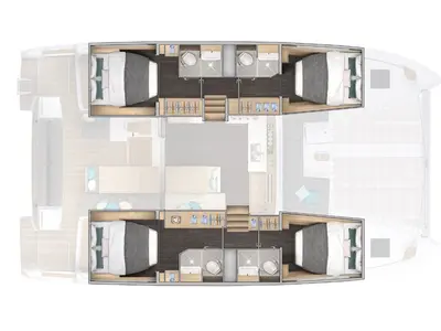 Floor plan of BRAND NEW LAGOON 43 (2), a Lagoon 43 catamaran at Općina Sukošan, Croatia