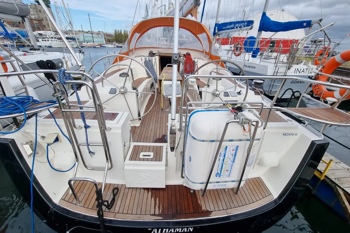 Exterior view of Athaman, a Delphia 47 sailboat at Gdańsk, Poland
