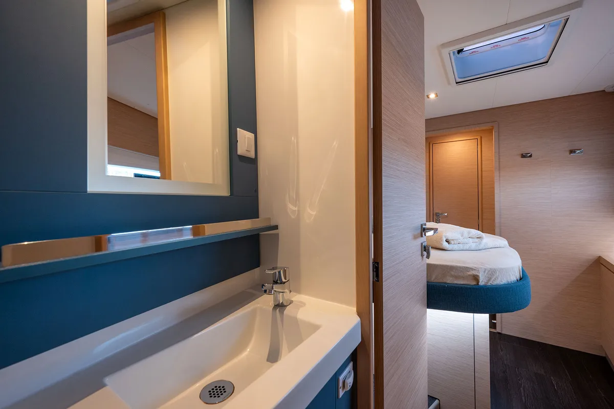 Head on Smeralda, a Fountaine Pajot Tanna 47 catamaran at Castellammare di Stabia, Italy
