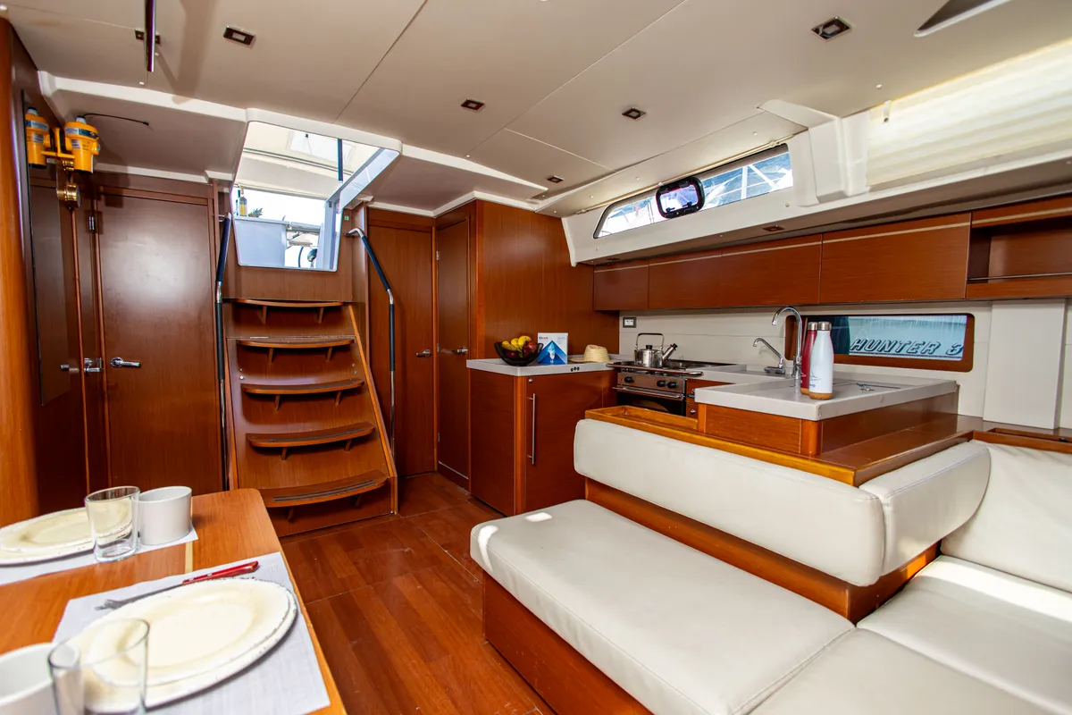 Salon of Brando, a Beneteau Oceanis 51.1 sailboat at Municipal Unit of Lefkada, Greece