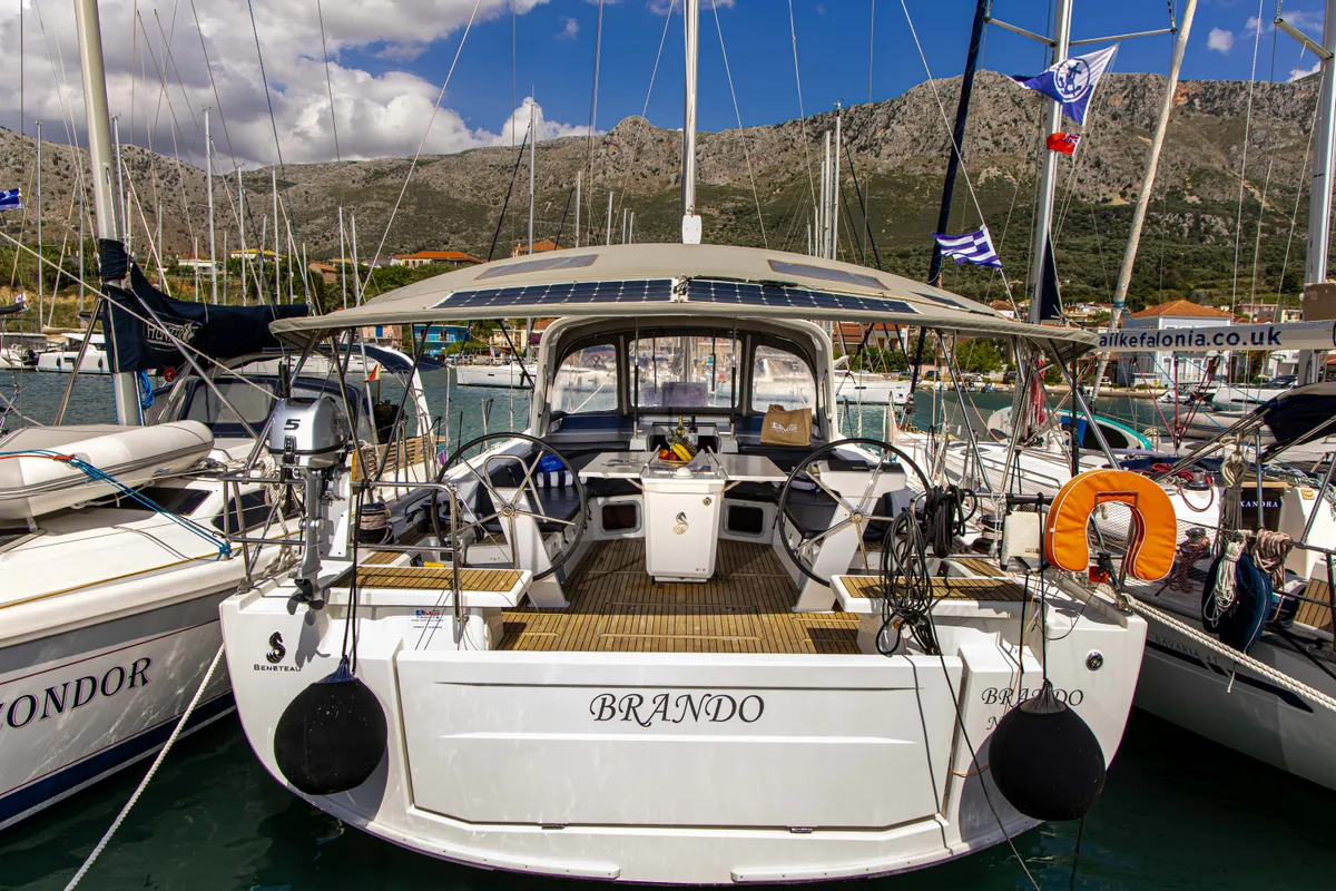 Exterior view of Brando, a Beneteau Oceanis 51.1 sailboat at Municipal Unit of Lefkada, Greece