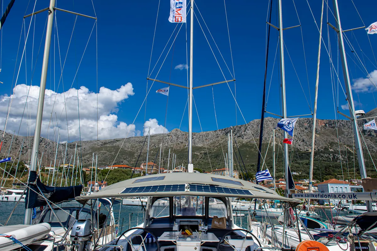 Deck of Brando, a Beneteau Oceanis 51.1 sailboat at Municipal Unit of Lefkada, Greece