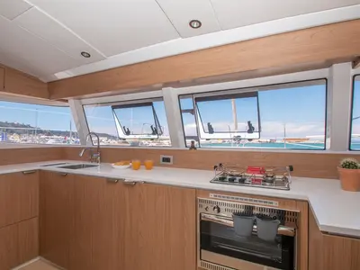Galley of Skiouros II, a Bali Catspace catamaran at Municipal Unit of Ellomenos, Greece