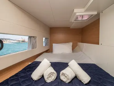 Cabin on Skiouros II, a Bali Catspace catamaran at Municipal Unit of Ellomenos, Greece