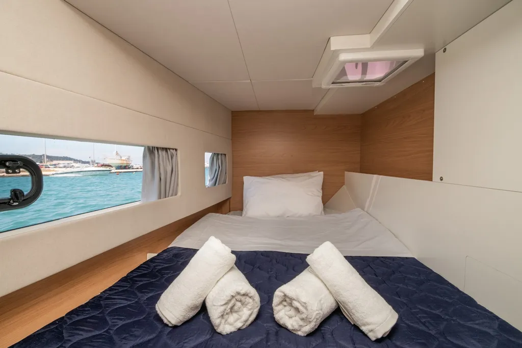 Cabin on Skiouros II, a Bali Catspace catamaran at Municipal Unit of Ellomenos, Greece