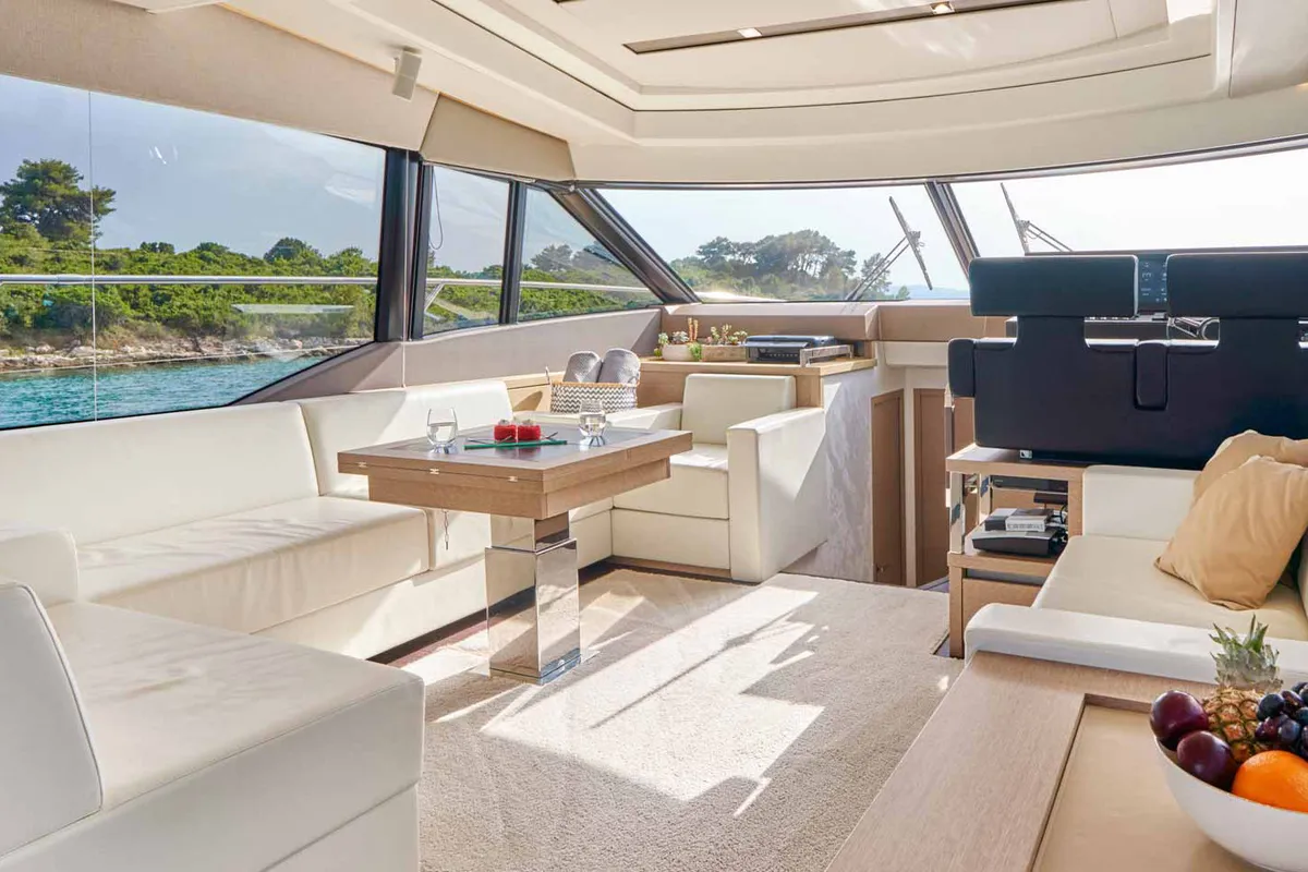 Simull, a Prestige 630S motor yacht at Grad Trogir, Croatia