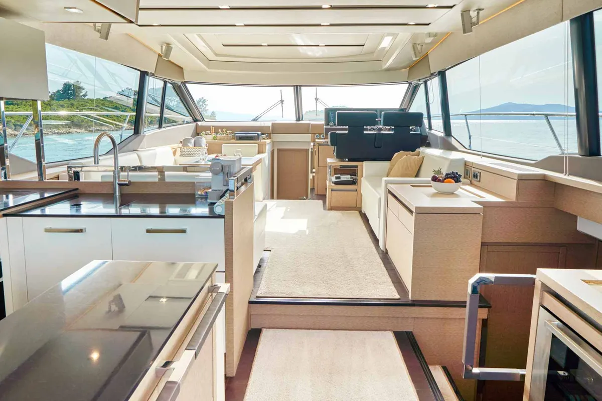 Simull, a Prestige 630S motor yacht at Grad Trogir, Croatia