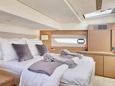 Simull, a Prestige 630S motor yacht at Grad Trogir, Croatia