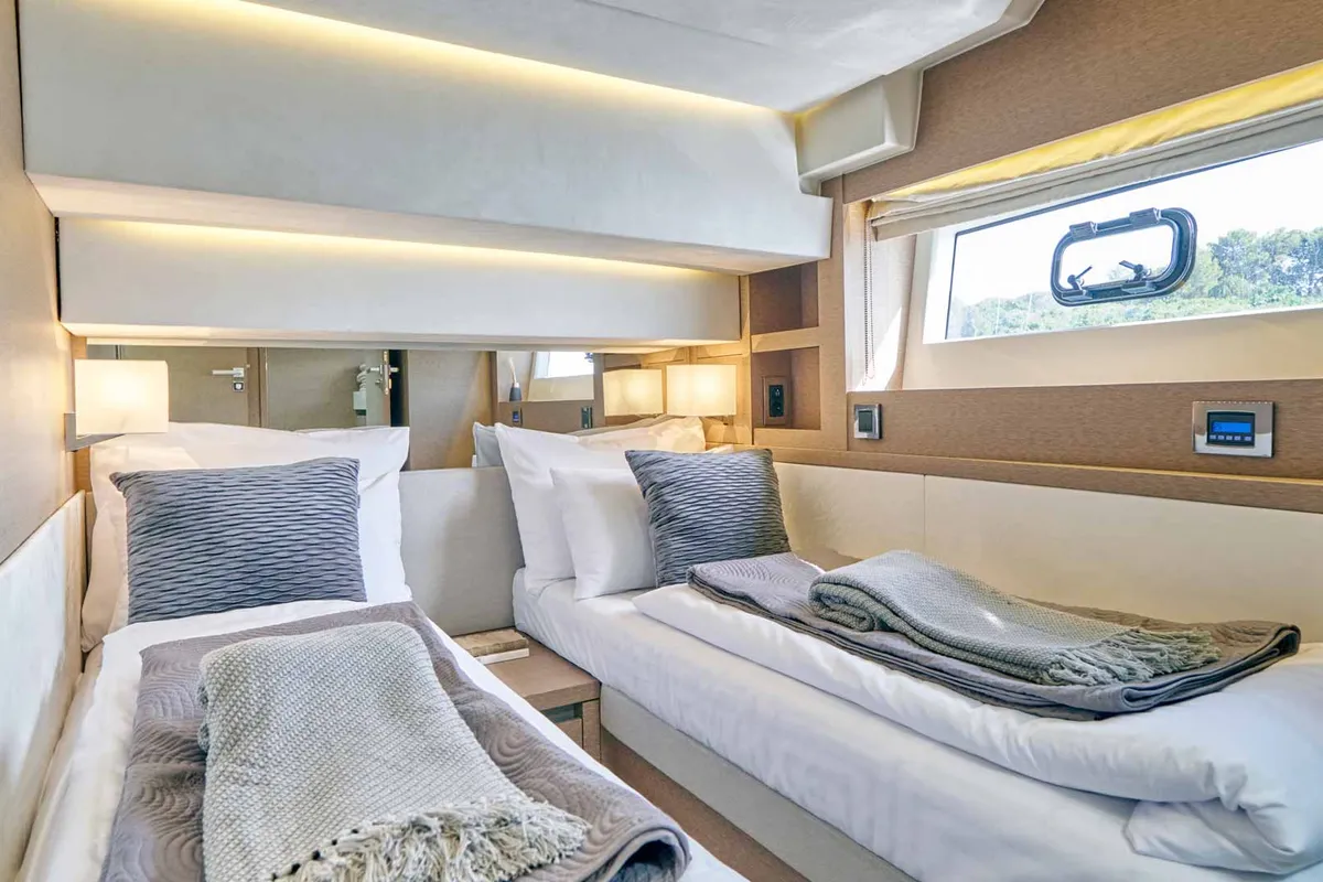 Simull, a Prestige 630S motor yacht at Grad Trogir, Croatia