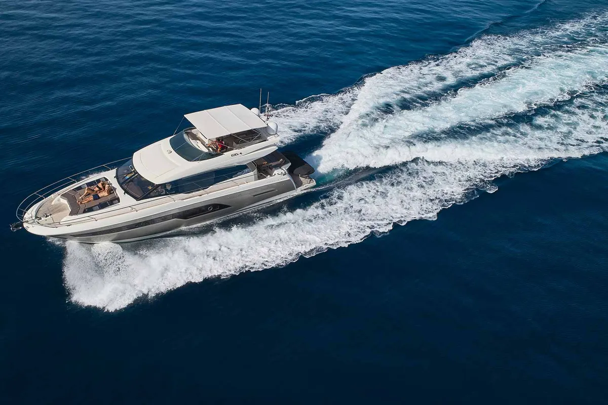 Simull, a Prestige 630S motor yacht at Grad Trogir, Croatia