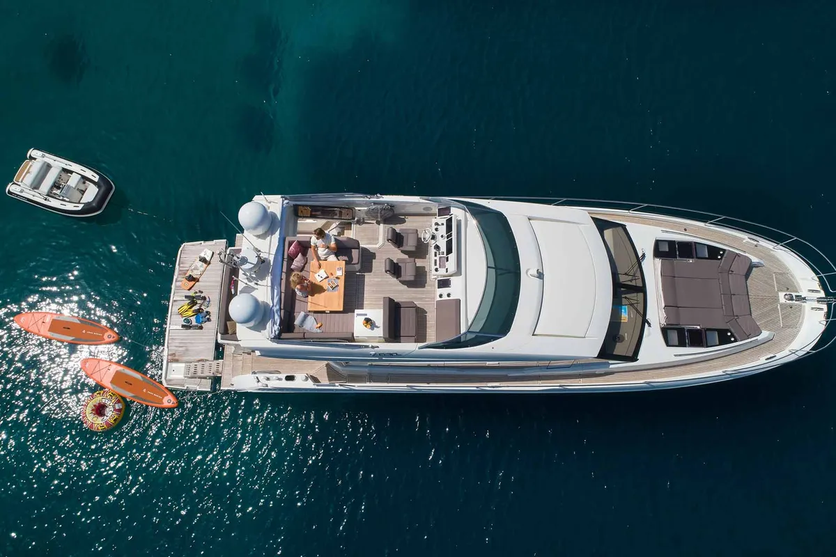 Simull, a Prestige 630S motor yacht at Grad Trogir, Croatia