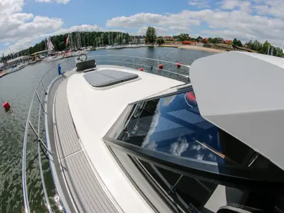 Deck of Nautika 1300 Royal, a Delphia Yachts Nautika 1300 motorboat at Wilkasy, Poland