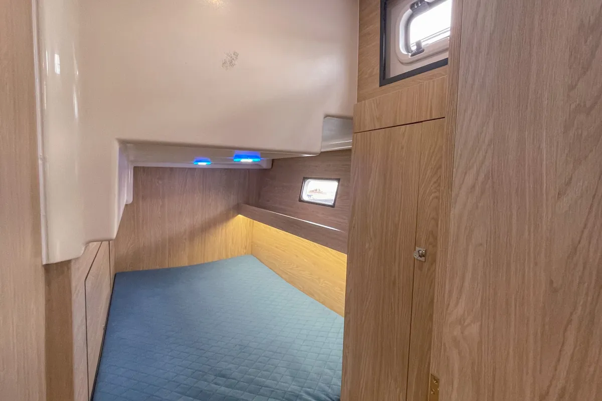 Cabin on Nautika 1300 Royal, a Delphia Yachts Nautika 1300 motorboat at Wilkasy, Poland