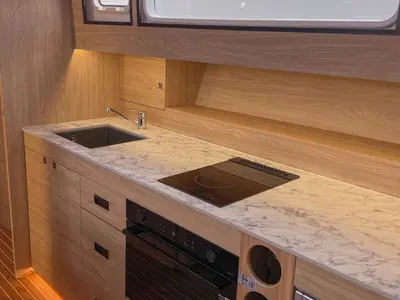 Galley of Nautika 1300 Royal, a Delphia Yachts Nautika 1300 motorboat at Wilkasy, Poland