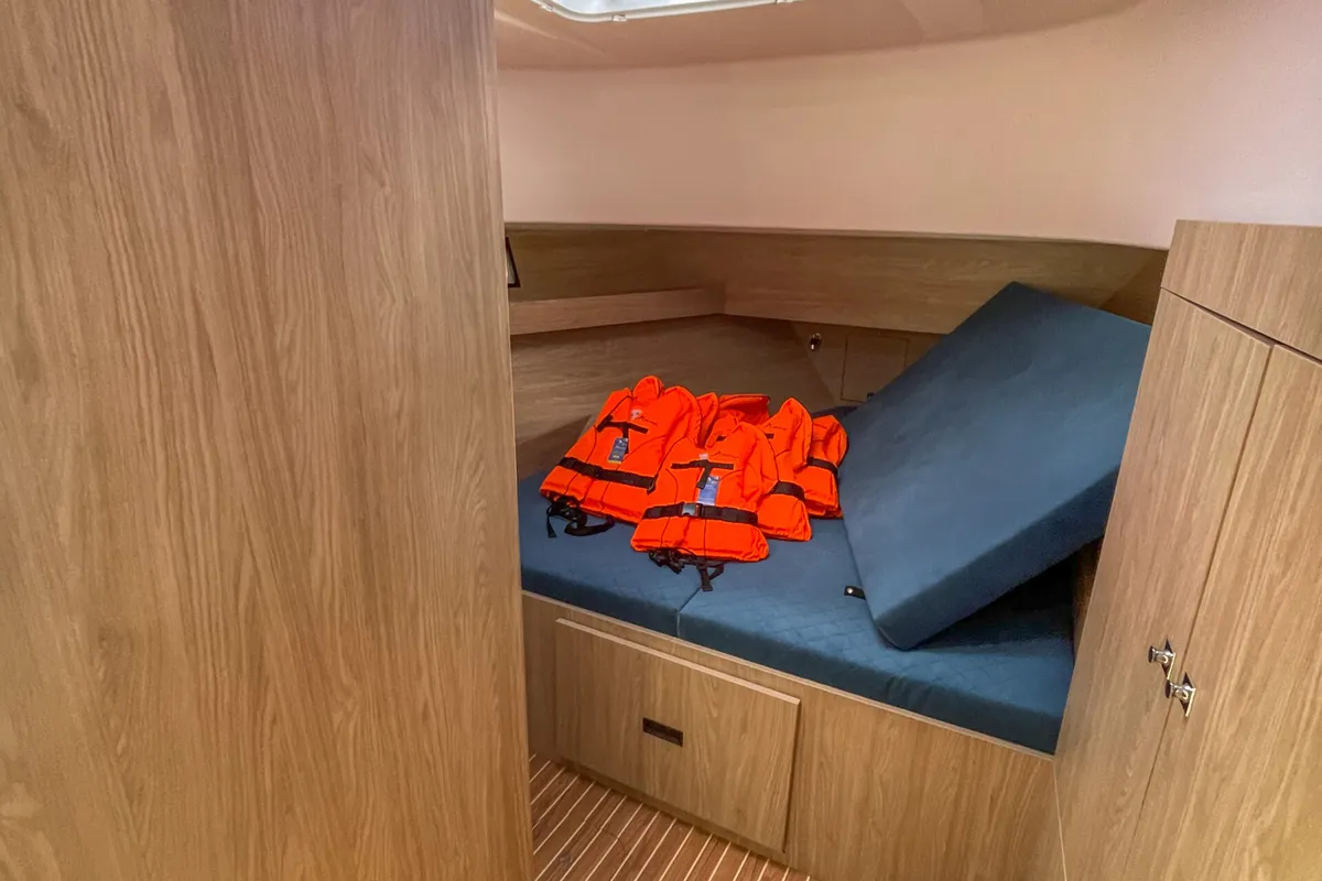 Cabin on Nautika 1300 Royal, a Delphia Yachts Nautika 1300 motorboat at Wilkasy, Poland