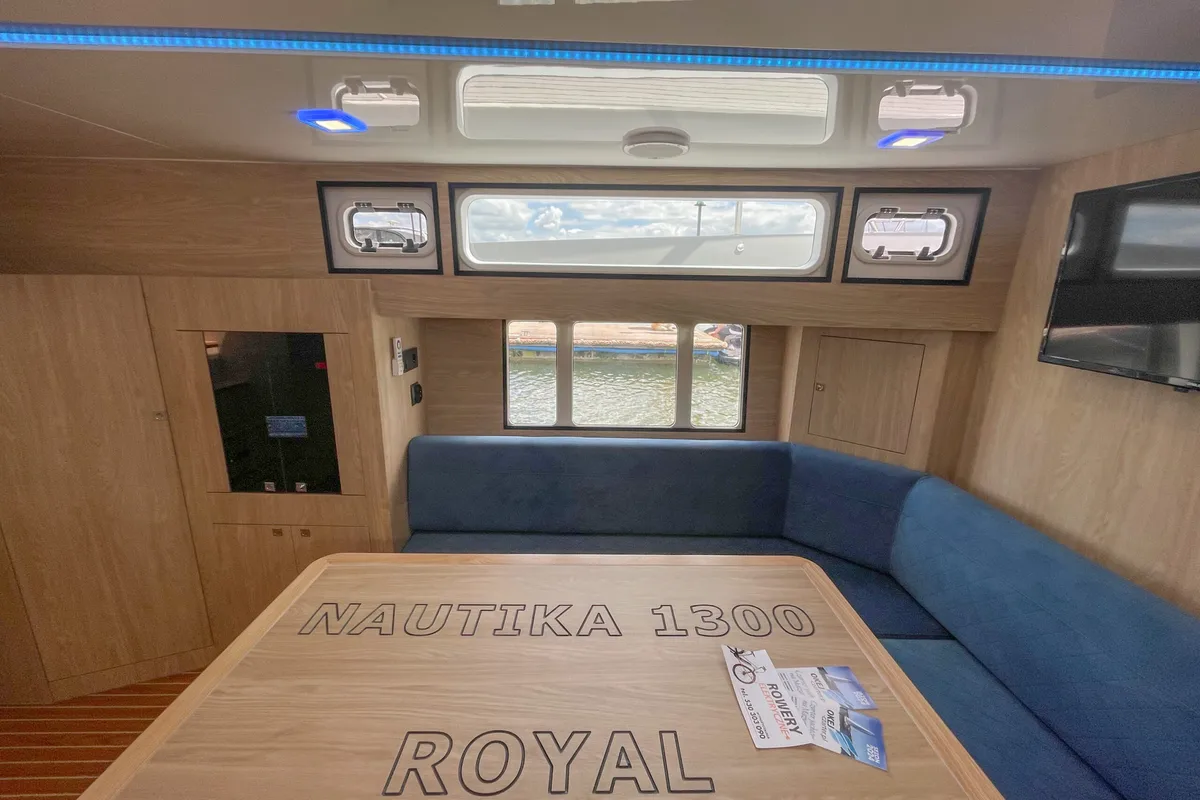 Salon of Nautika 1300 Royal, a Delphia Yachts Nautika 1300 motorboat at Wilkasy, Poland