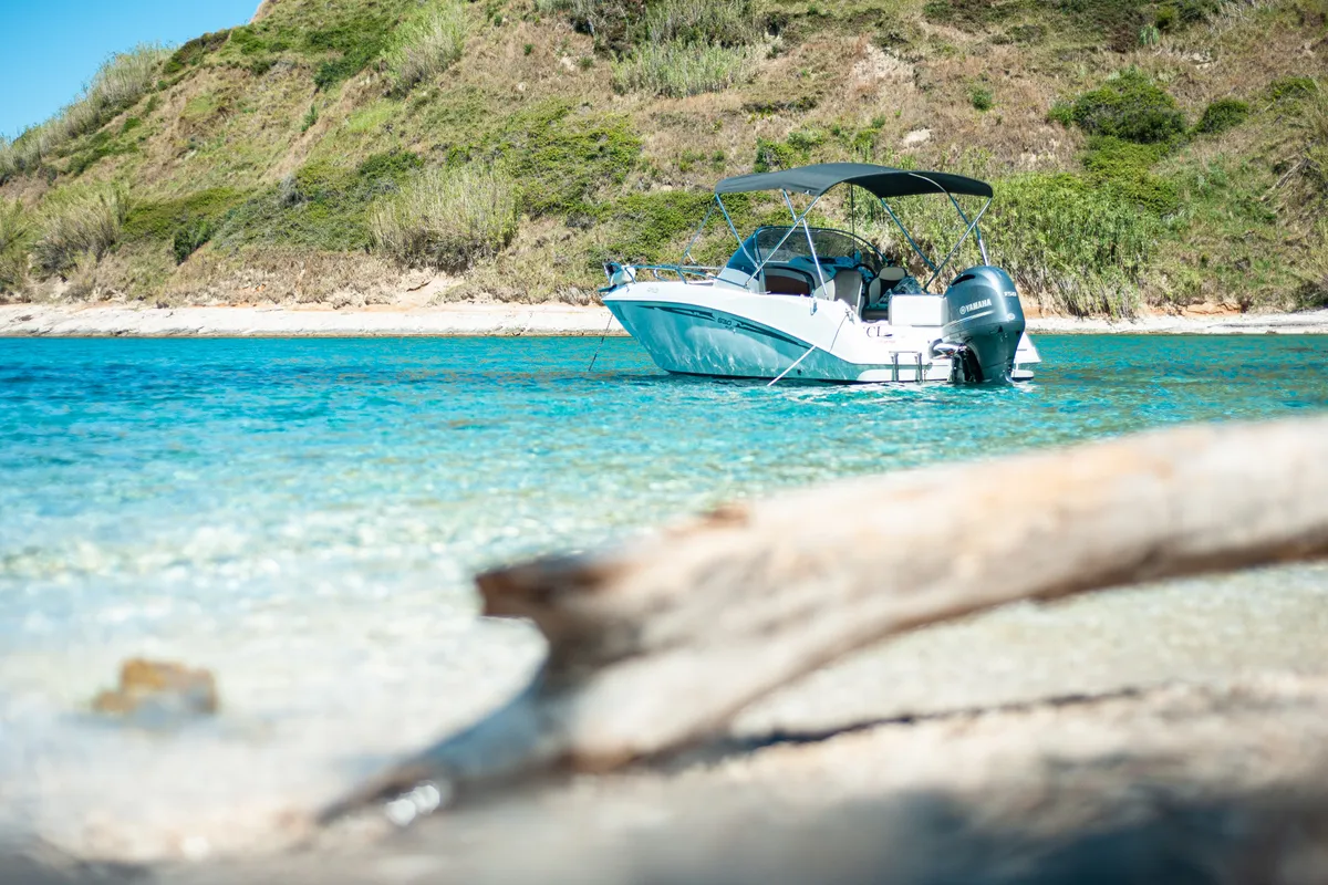 Exterior view of Galeon Galia 630, a motorboat at Mali Lošinj, Croatia