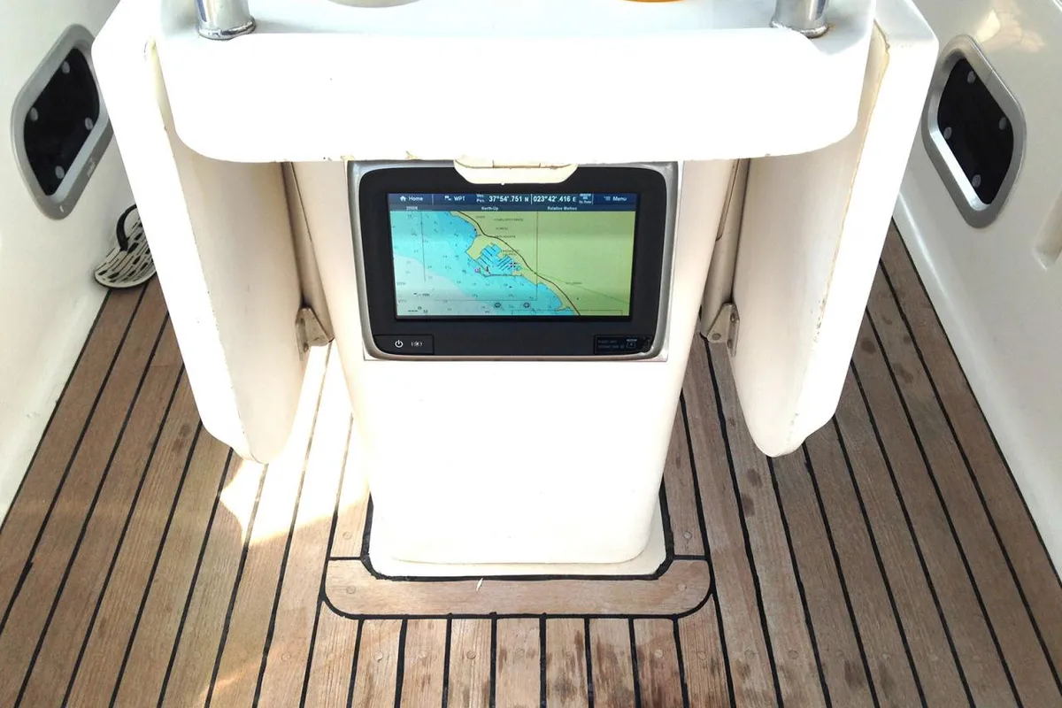Cockpit of Stavroula, a Ocean Star 51.2 sailboat at Athens, Greece