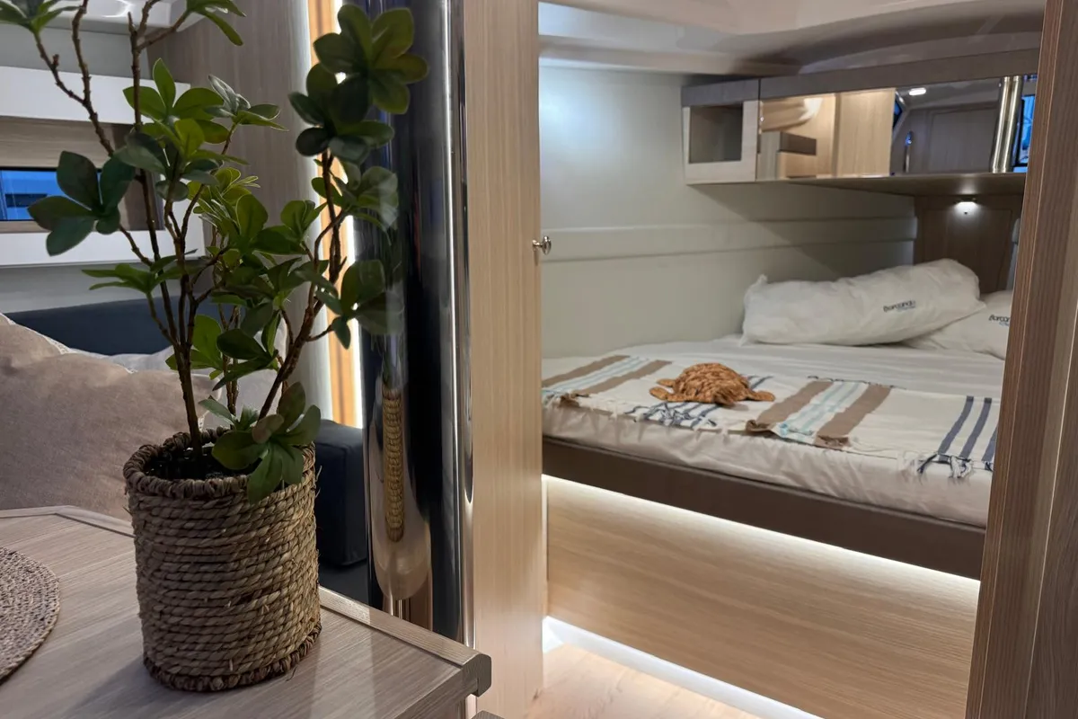 Cabin on ALAS, a Northman Maxus 35 sailboat at Capo d'Orlando, Italy