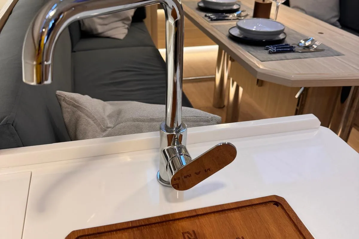 Galley of ALAS, a Northman Maxus 35 sailboat at Capo d'Orlando, Italy