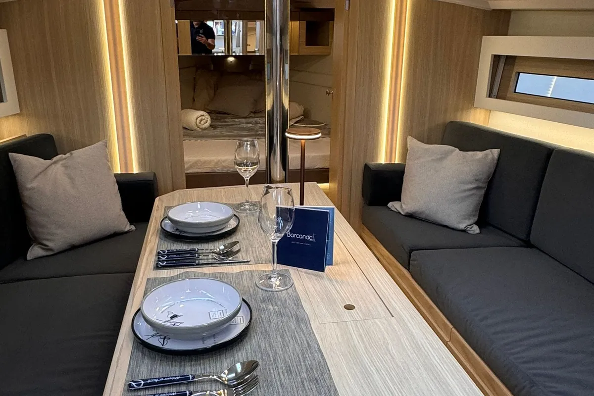 Salon of ALAS, a Northman Maxus 35 sailboat at Capo d'Orlando, Italy